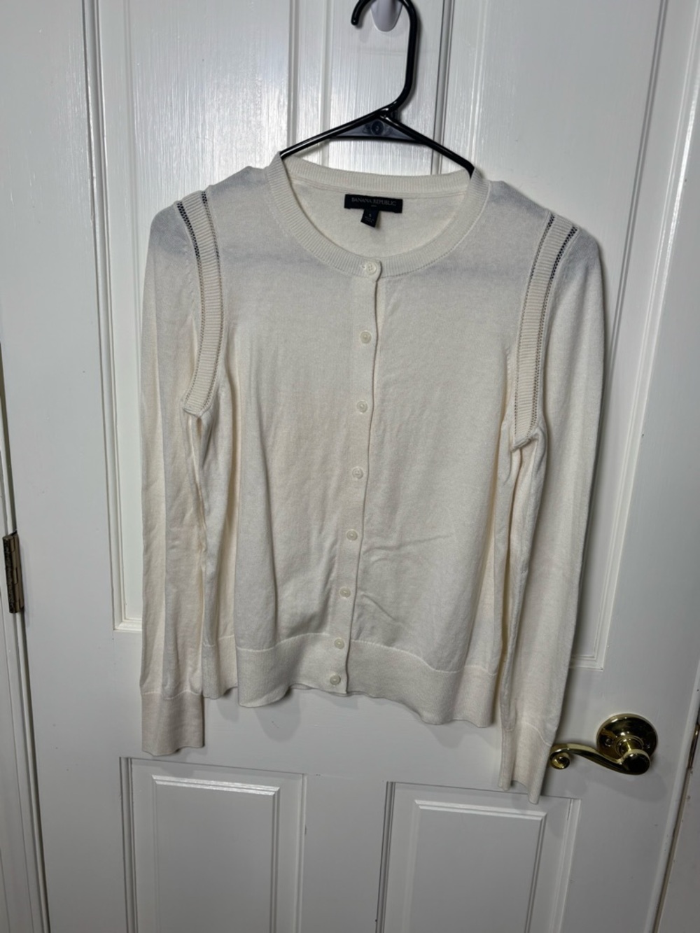 Gap Factory Ivory Cotton Blend Cardigan Sweater Size S Classic Button Front - Picture 2 of 5